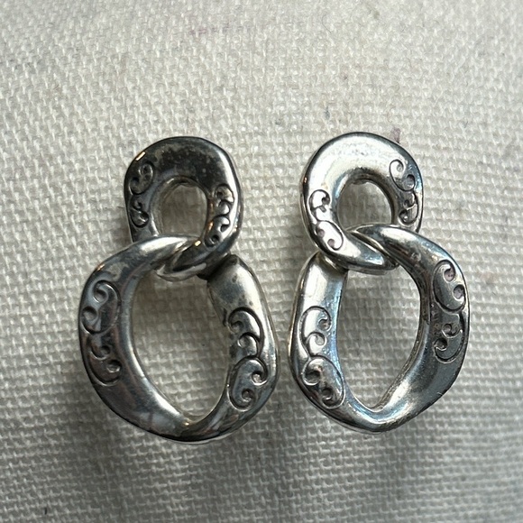 Brighton Jewelry - Brighton Double Loop Stud Earrings Dangle Silver Plated